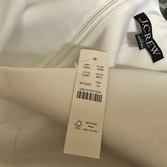 J Crew Executive Linen Blend Sleeveless White Sheath Dress w/Belt Sz 14 NWT - Picture 7 of 8